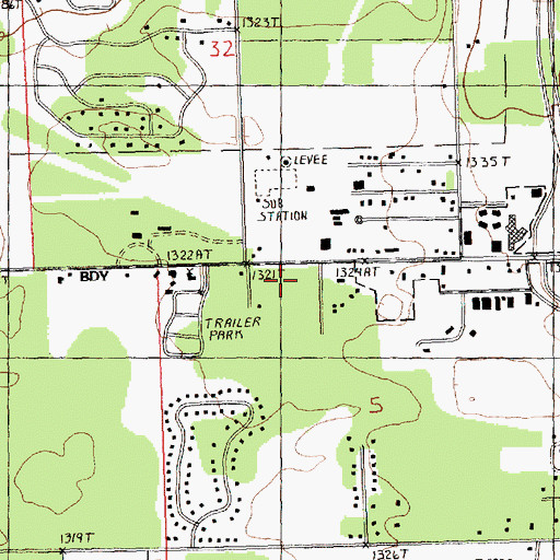 Topographic Map of Pineridge Plaza Shopping Center, MI