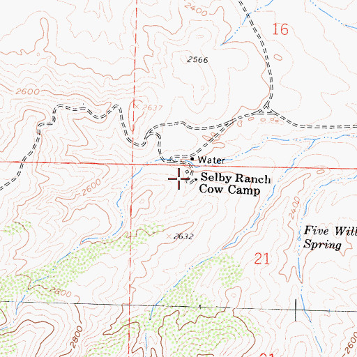Topographic Map of Selby Ranch Cow Camp, CA