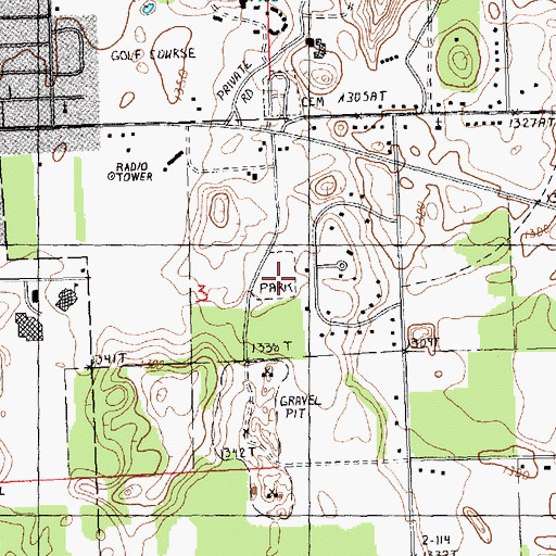Topographic Map of Hutchins Park, MI