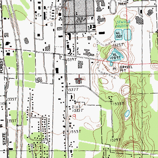 Topographic Map of Plaza Shopping Center, MI