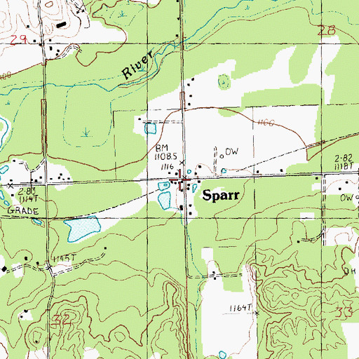 Topographic Map of Sparr Post Office (historical), MI