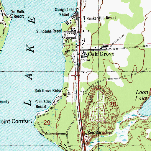 Topographic Map of Wahwahsoo Station (historical), MI