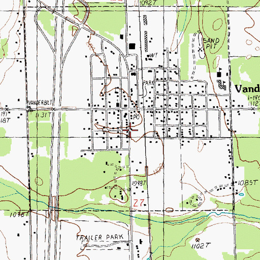 Topographic Map of Pigeon River Baptist Church, MI