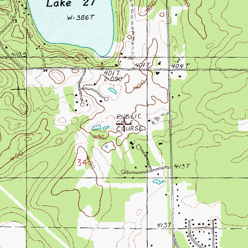 Topographic Map of Gaylord Country Club, MI