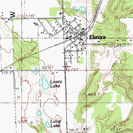 Topographic Map of Elmira - Warner Fire Department, MI