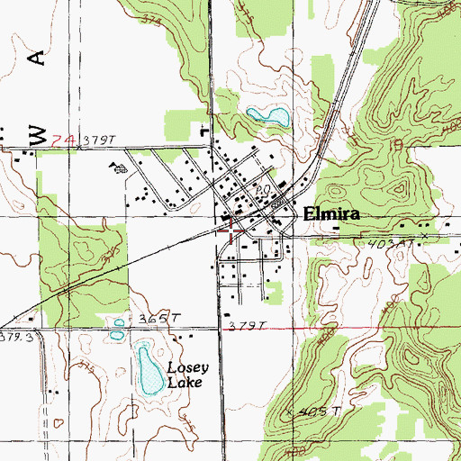 Topographic Map of Elmira Station, MI