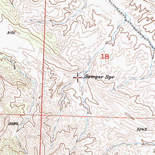 Topographic Map of Semper Spring, CA