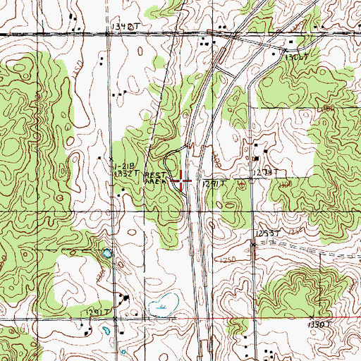 Topographic Map of Vanderbilt Rest Area, MI