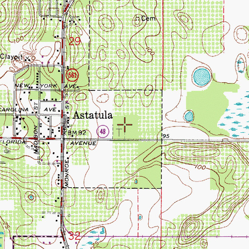 Topographic Map of Astatula Cemetery, FL