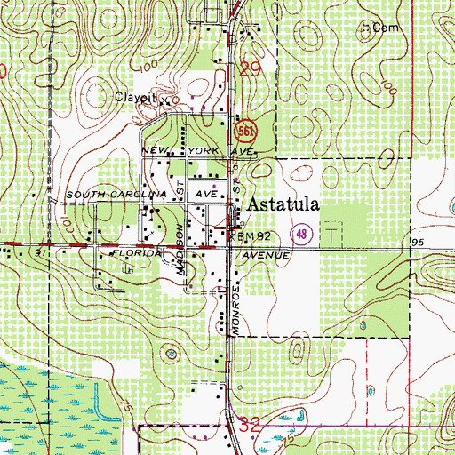 Topographic Map of Astatula Town Hall, FL