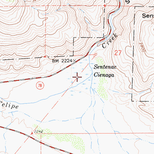 Topographic Map of Sentence Cienaga, CA