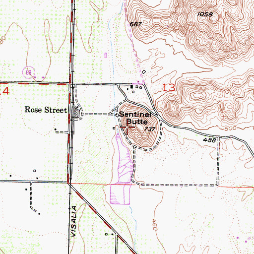 Topographic Map of Sentinel Butte, CA
