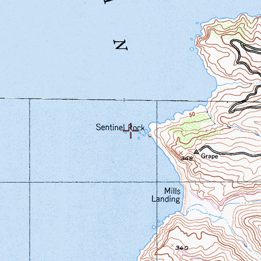 Topographic Map of Sentinel Rock, CA
