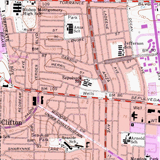 Topographic Map of Sepulveda Elementary School (historical), CA