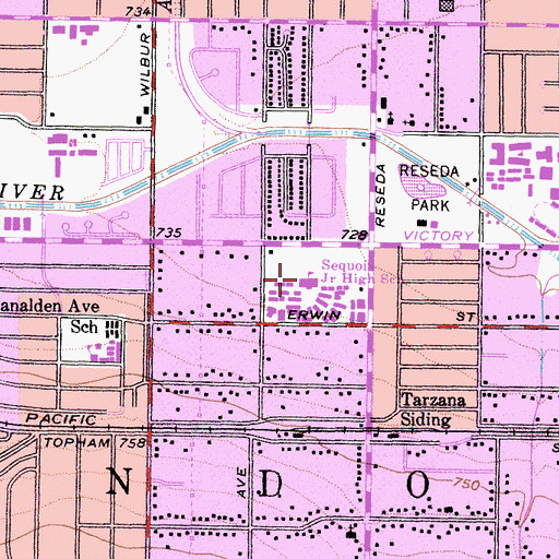 Topographic Map of Sequoi Junior High School, CA