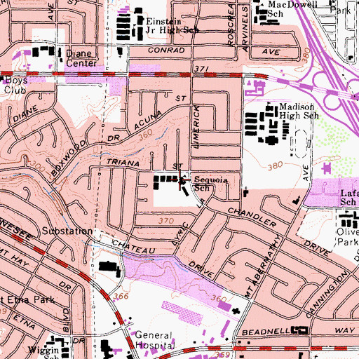 Topographic Map of Sequoia Elementary School, CA