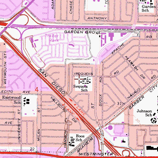 Topographic Map of Sequoia Elementary School, CA