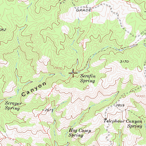Topographic Map of Serefin Spring, CA