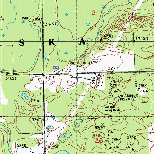 Topographic Map of M-72 Church of Christ, MI