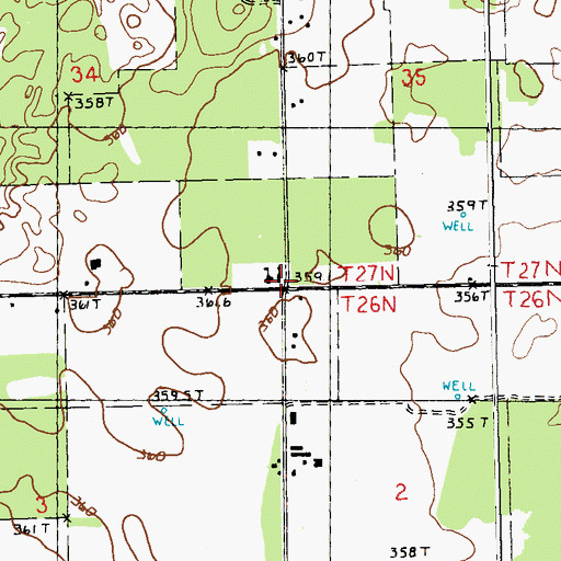 Topographic Map of Evergreen Bible Baptist Church, MI