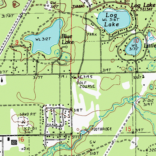 Topographic Map of Twin Birch Golf Course, MI