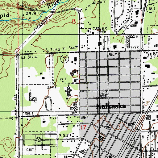 Topographic Map of Kalkaska County Sheriff's Office, MI