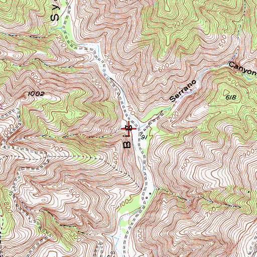 Topographic Map of Serrano Canyon, CA