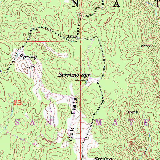 Topographic Map of Serrano Spring, CA