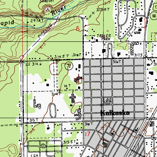 Topographic Map of Kalkaska County Government Center, MI