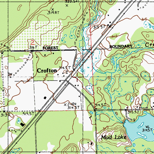 Topographic Map of Crofton Station, MI