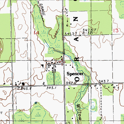 Topographic Map of Spencer Station (historical), MI