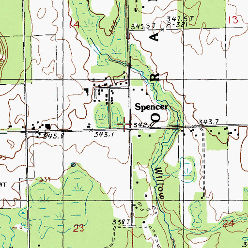 Topographic Map of Spencer Post Office (historical), MI