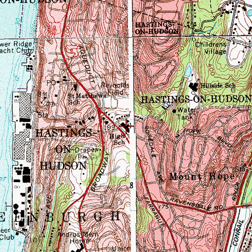 Topographic Map of Farragut Middle School, NY