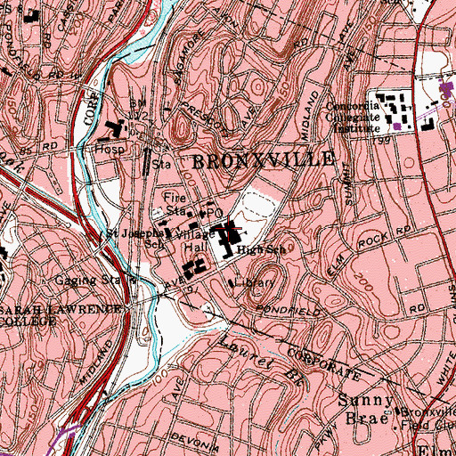Topographic Map of Bronxville Elementary School, NY
