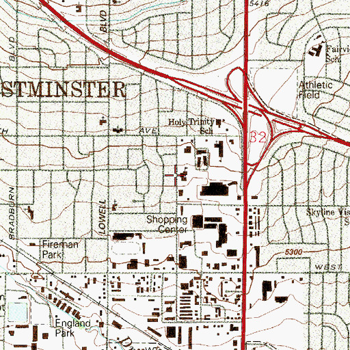 Topographic Map of Westminster Elementary School, CO