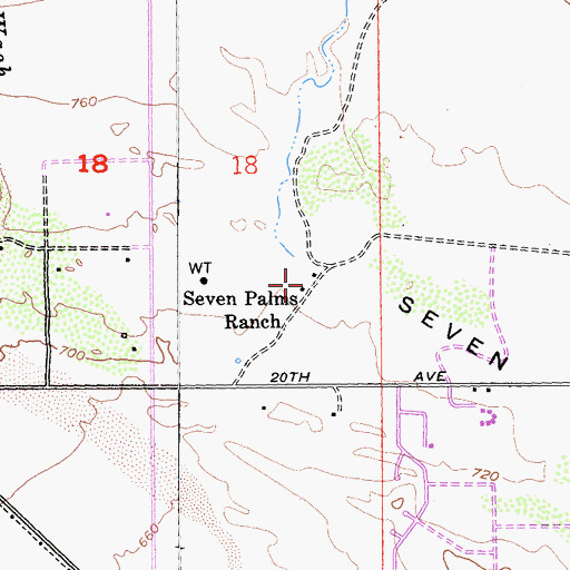 Topographic Map of Seven Palms Ranch, CA