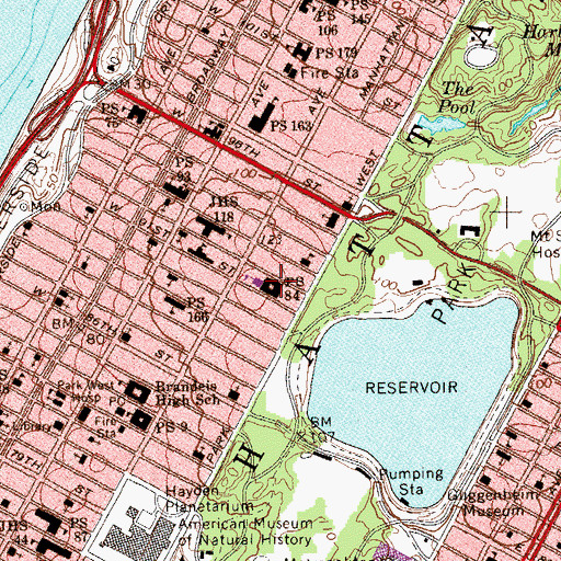 Topographic Map of Middle School M247 Dual Language Middle School, NY