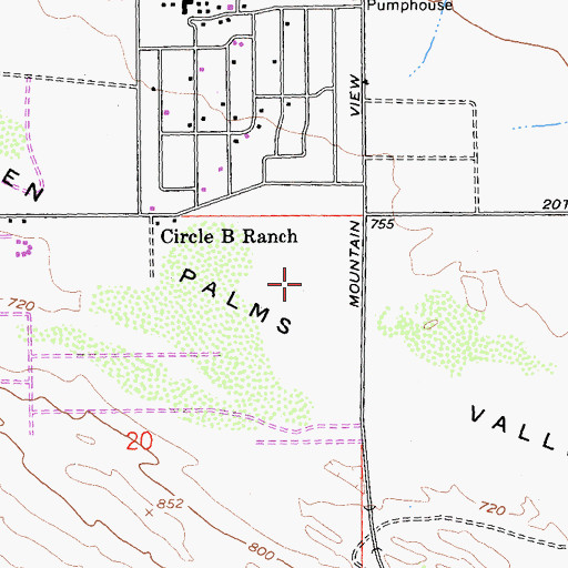 Topographic Map of Seven Palms Valley, CA