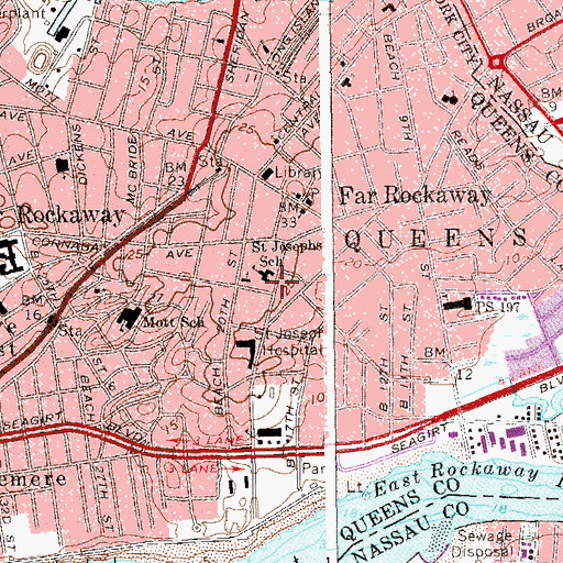 Topographic Map of Saint Mary's Star of the Sea School, NY