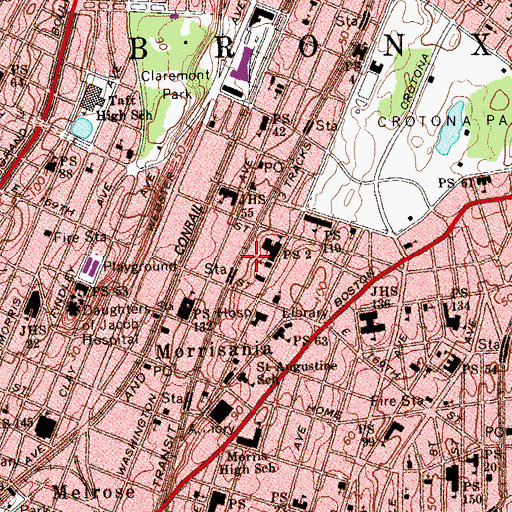Topographic Map of Intermediate School X219 New Venture School, NY
