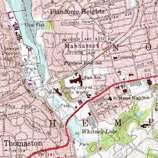 Topographic Map of Manhasset Middle School, NY