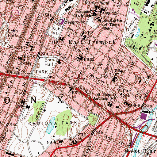 Topographic Map of Public School X211, NY