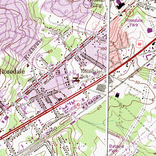 Topographic Map of Rosedale Center for Alternative Study School, MD