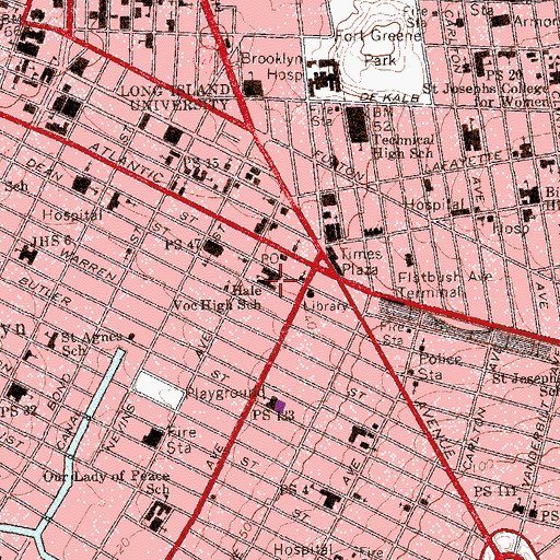 Topographic Map of K656 Brooklyn High School of the Arts, NY