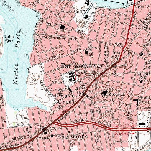 Topographic Map of Frederick Douglas Academy VI High School, NY