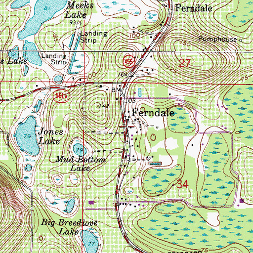 Topographic Map of Ferndale Post Office, FL