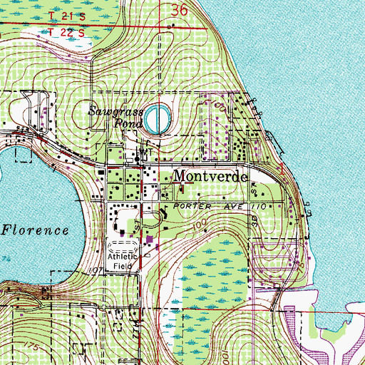 Topographic Map of Montverde Town Hall, FL