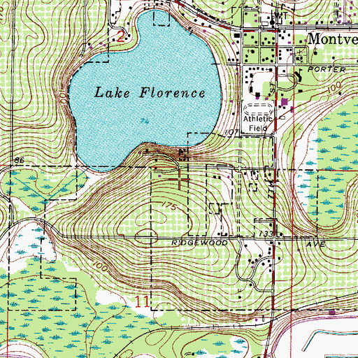 Topographic Map of Montverde Water Tower, FL
