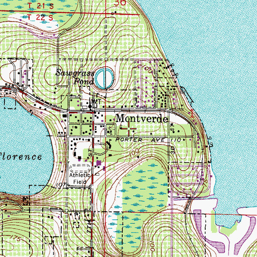 Topographic Map of Montverde Post Office, FL