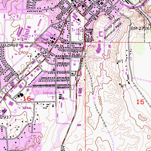 Topographic Map of Seventh Day Adventist School, CA